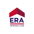 logo era immobilier, maison rouge et bleu