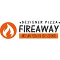 fireaway designer pizza logo with orange flame icon
