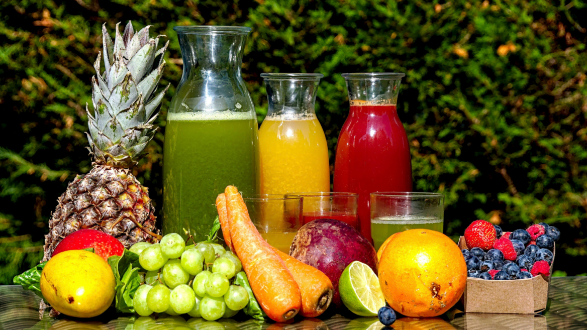 vibrant fruit and juice still life