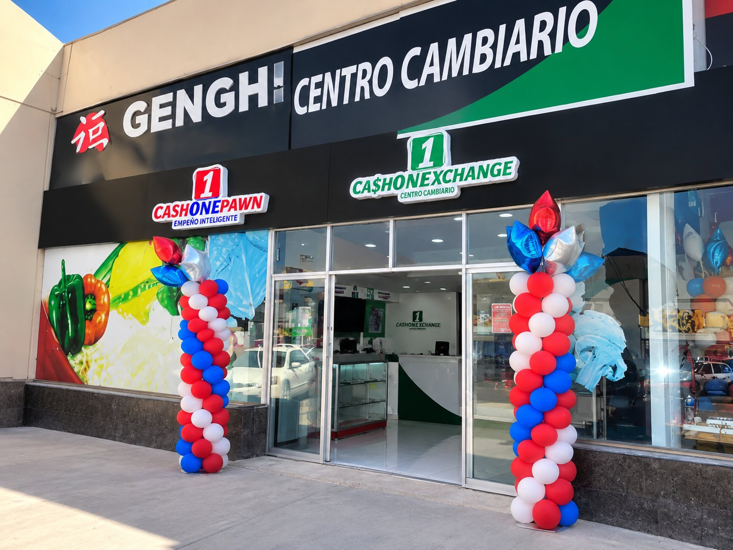 fachada de gengh centro cambiario con globos