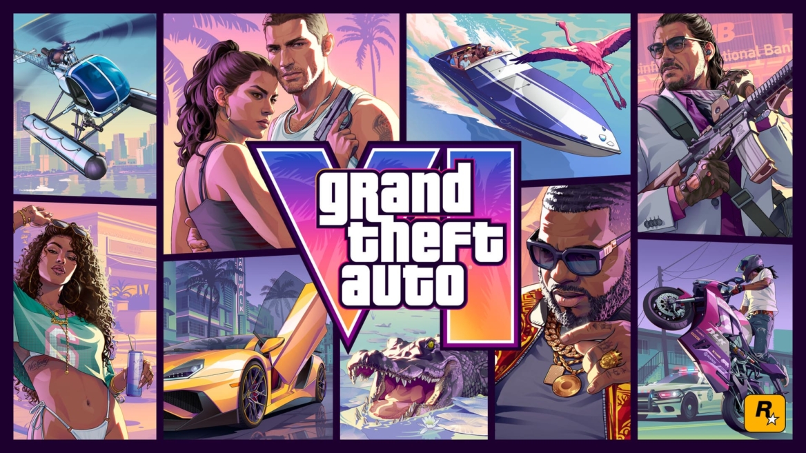 affiche grand theft auto vi néon et action