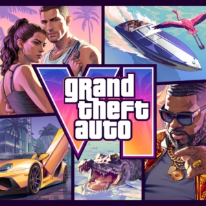 affiche grand theft auto vi néon et action
