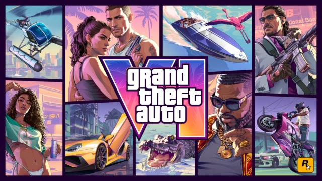 affiche grand theft auto vi néon et action
