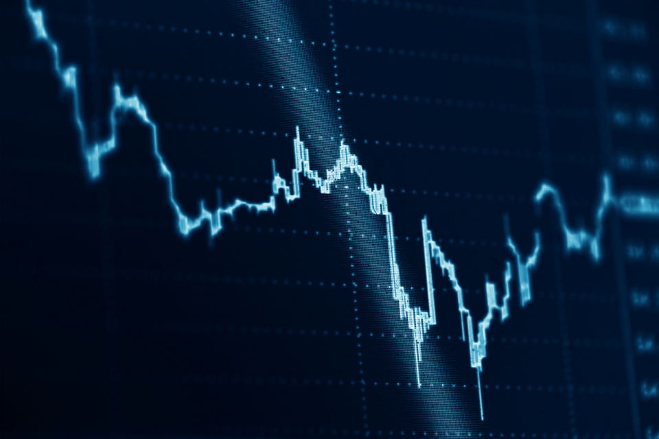 graphique boursier néon : volatilité des marchés