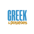 logo grec bleu et orange : greek & potatoes