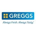 logo greggs bleu avec slogan tasty