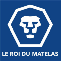 logo lion bleu du roi du matelas