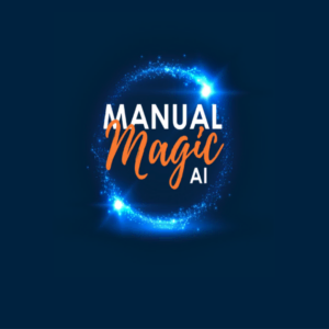 manual magic ai logo with blue glow
