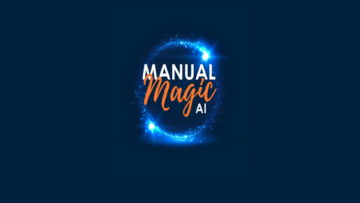 manual magic ai logo with blue glow