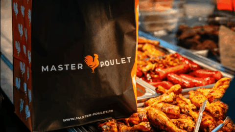 sac master poulet et poulet rôti en présentoir