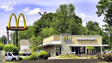 mcdonald’s restaurant exterior with roadside sign