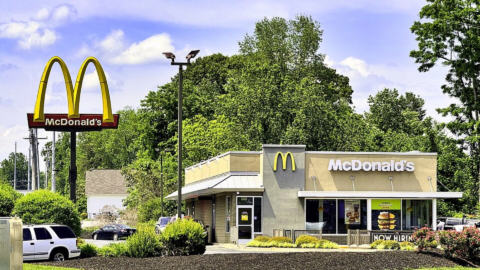 mcdonald’s restaurant exterior with roadside sign