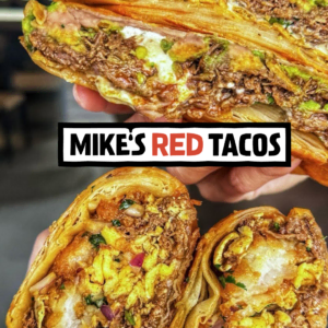 mike’s red tacos: crispy beef taco close up