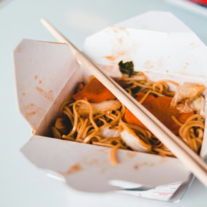 noodle takeaway box with chopsticks