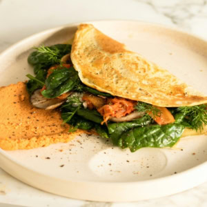 omelette farcie aux Épinards et champignons