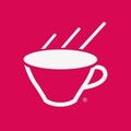 pink tea cup icon with steam