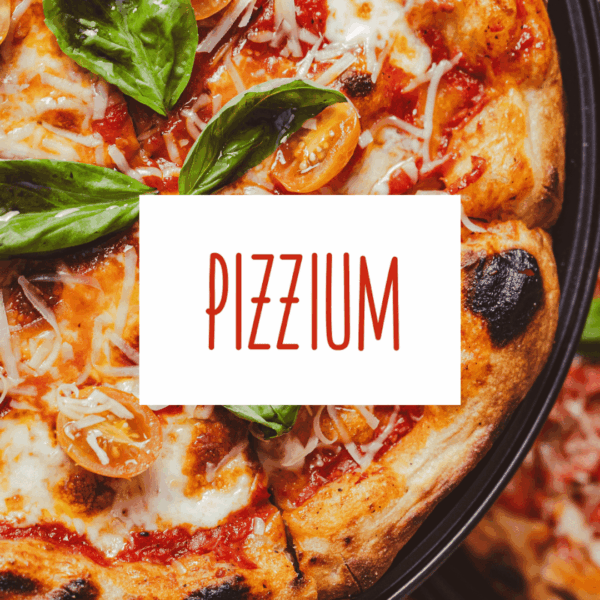 pizza margherita pizzium con logo in evidenza