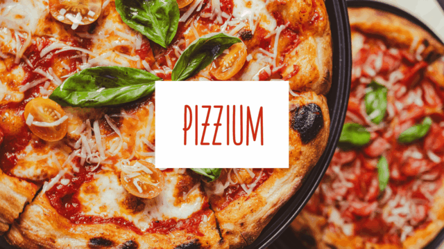 pizza margherita pizzium con logo in evidenza