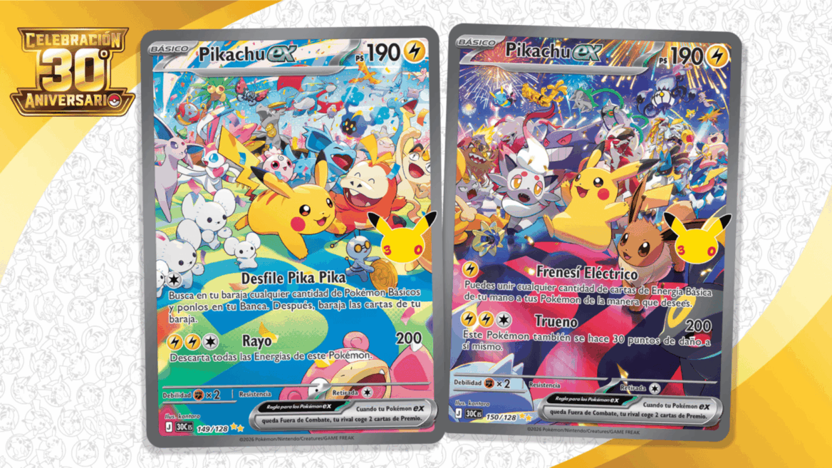 cartas promocionales pikachu ex 30 aniversario pokémon