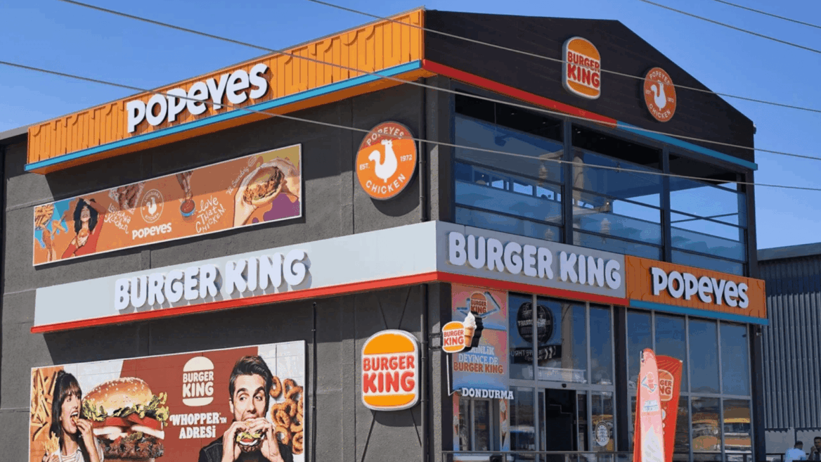 restaurant popeyes et burger king, façade moderne