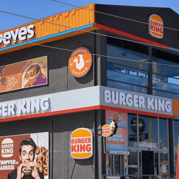 restaurant popeyes et burger king, façade moderne