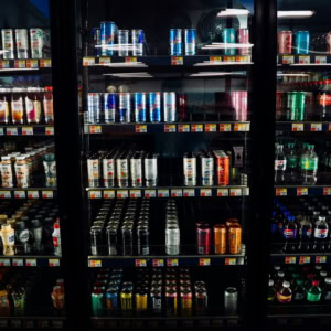 convenience store refrigerated drink display