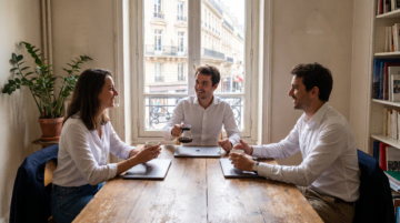 réunion conviviale autour du café et des laptops
