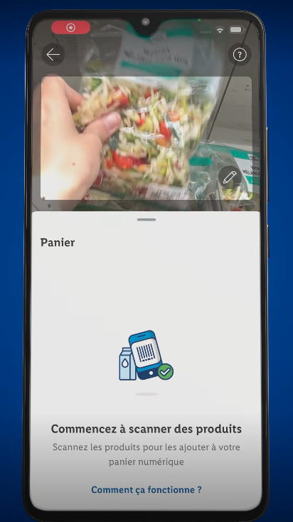 application mobile de scan de produits, panier numérique