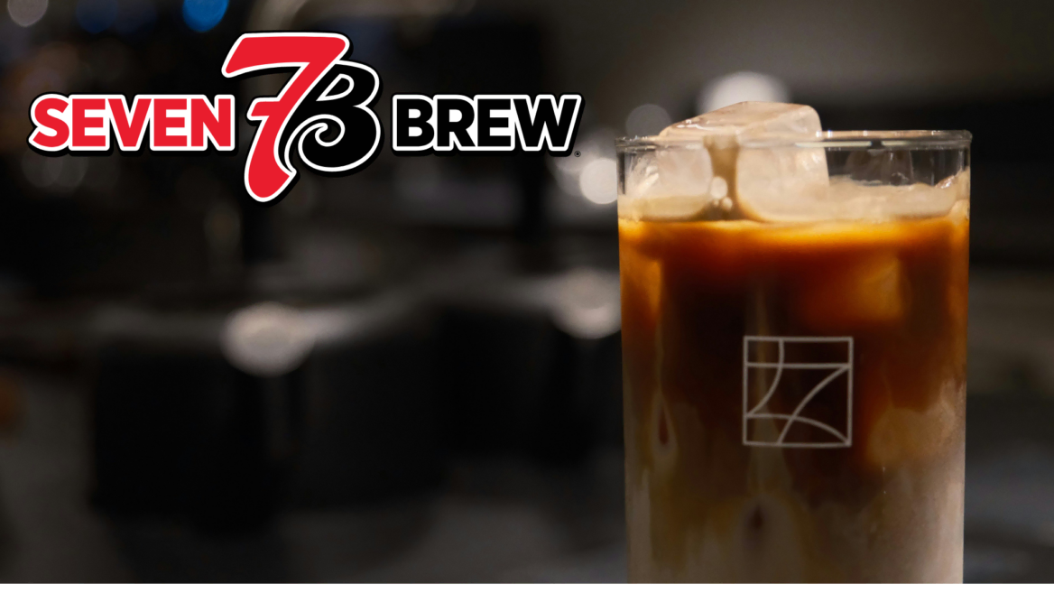 seven brew iced coffee ad with creamy swirl