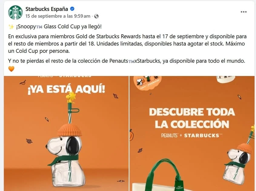 starbucks españa lanza snoopy glass cold cup limitado