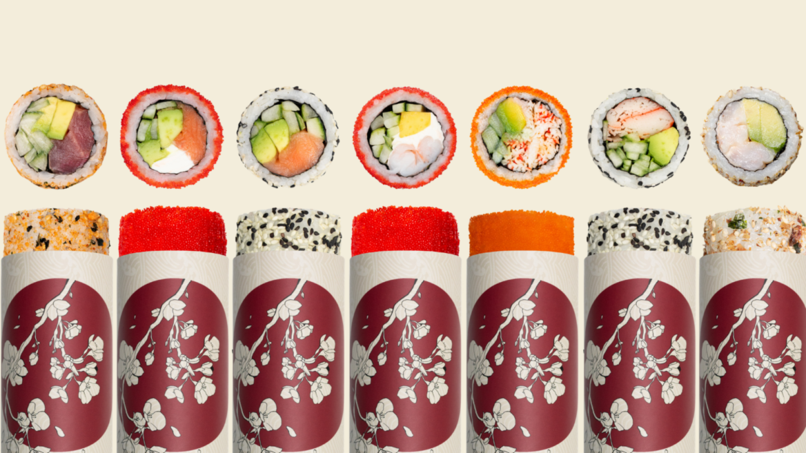 assorted sushi rolls platter with elegant presentation