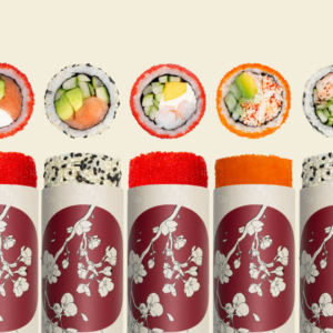 assorted sushi rolls platter with elegant presentation