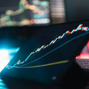 futuristic stock market chart on trading screen