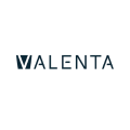 logo valenta minimaliste bleu gris sur fond blanc