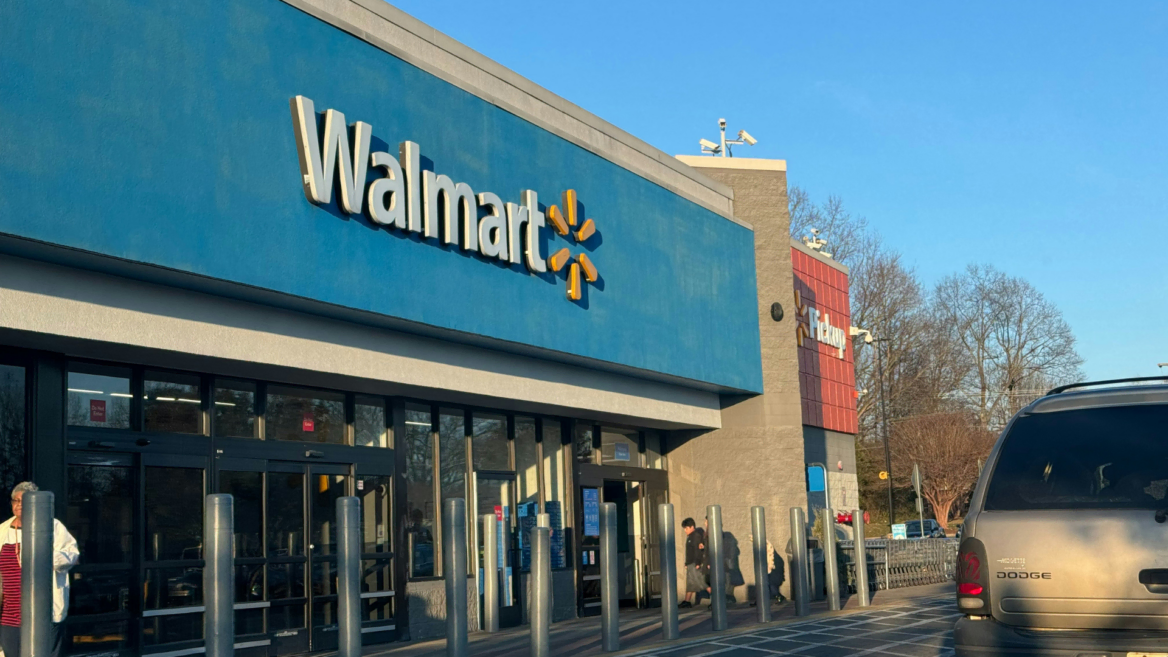 walmart storefront under clear blue sky