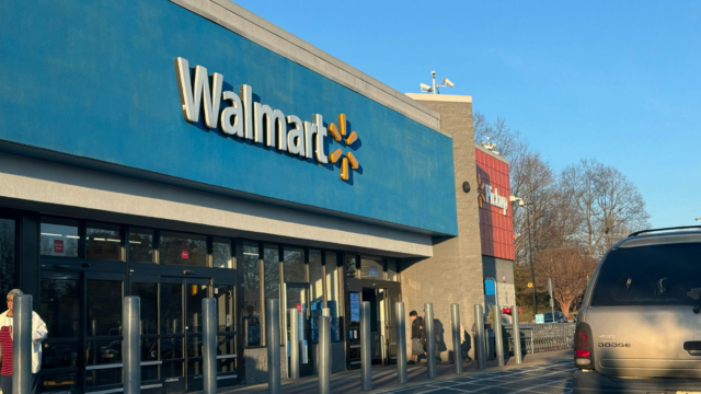 walmart storefront under clear blue sky