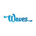 blue waves script logo