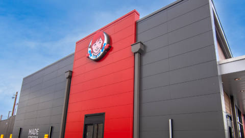 modern wendy’s restaurant exterior, red facade