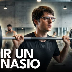 hombre levantando barra en gimnasio moderno