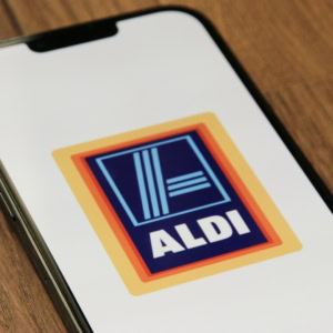 aldi logo on smartphone screen