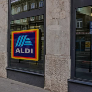 aldi storefront on quiet city street