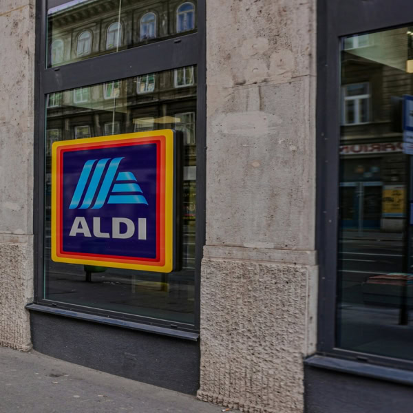 aldi storefront on quiet city street