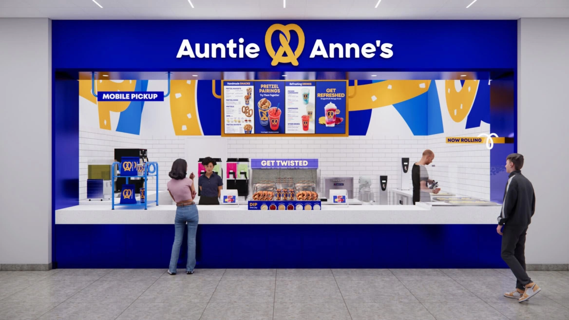 auntie anne’s mall kiosk interior showcase