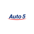 logo auto 5 bleu avec soulignement rouge courbé