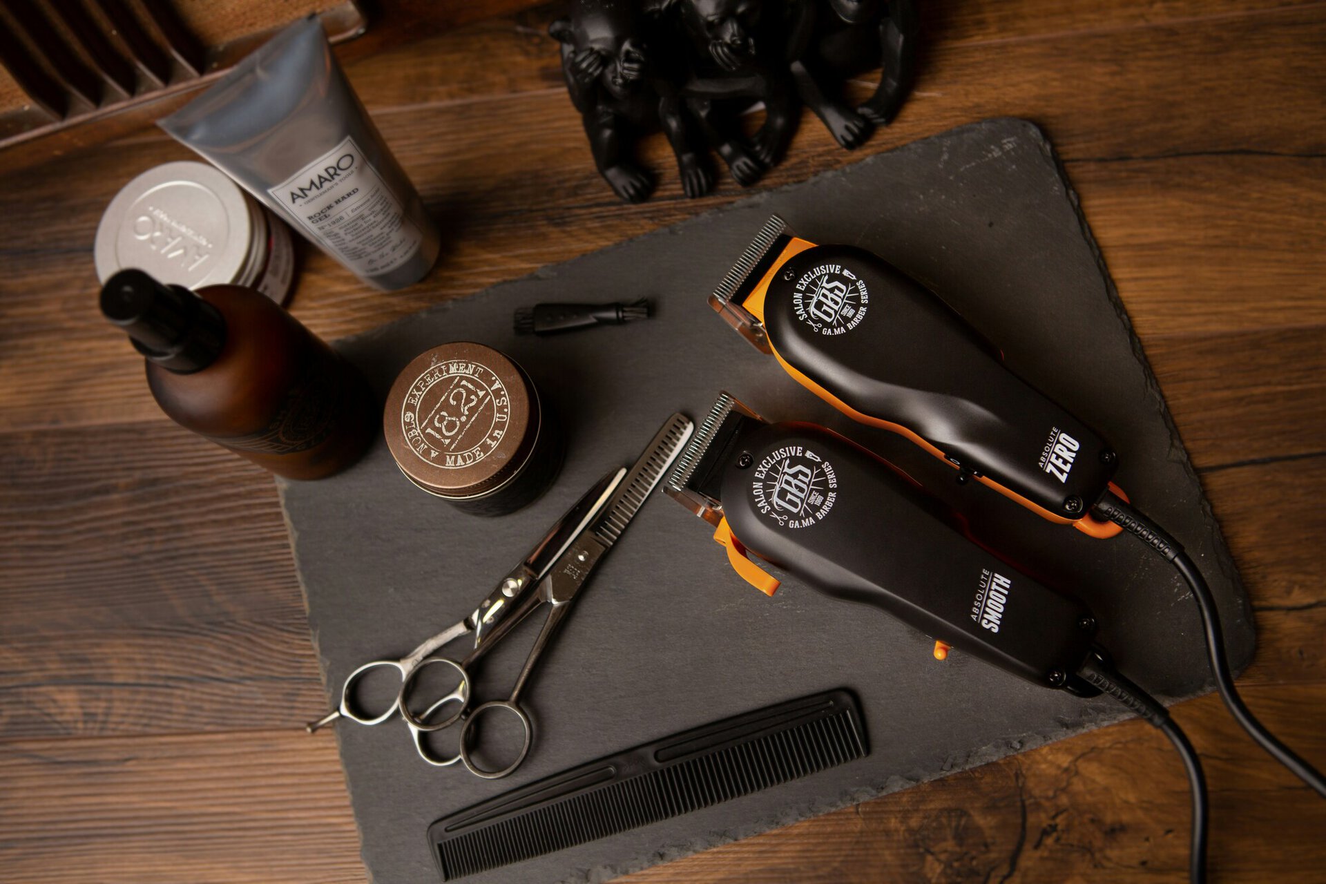 premium barber tools flat lay showcase