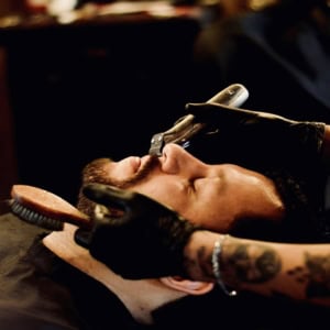 traditional straight razor shave in barber shop