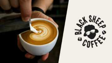 black sheep coffee latte art and logo