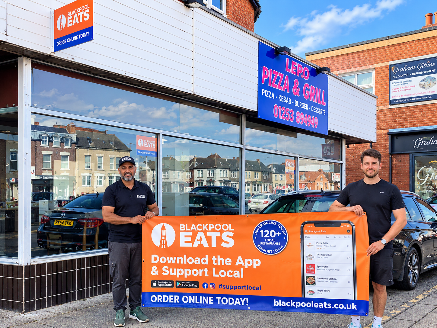 blackpool eats promo banner outside local shops