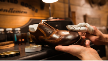 zapato brogue marrón pulido a mano