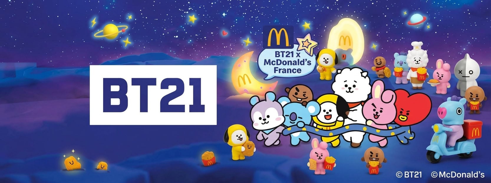 bt21 x mcdonald’s france : jouets cosmiques kawaii
